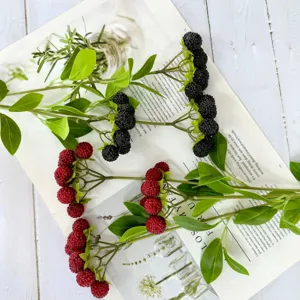 Artificial berry branches fake plant decoration for home living room vase arrangement