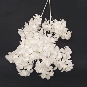 Kunstmatige witte kersenbloesem tak voor huwelijk feest boog home decor nep bloem.