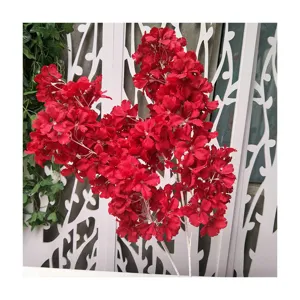 Rode kunstmatige kersenbloesem bloemen met witte stengels voor bruiloft decoratie