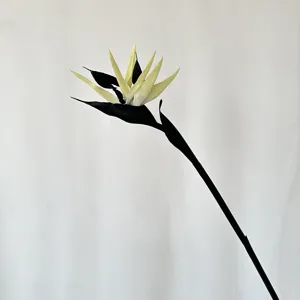 Artificial bird of paradise flower single stem black and white for home decor photography.