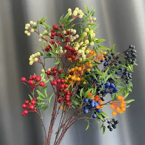 Artificial fruit branch colorful berries fake plant home decor floral arrangement material