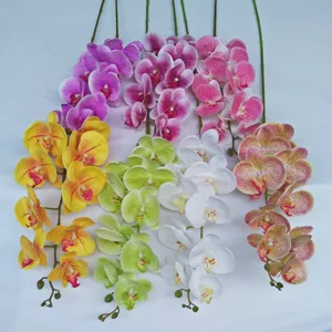 Detail view of 3D print artificial orchid phalaenopsis flower for home decor arrangement.