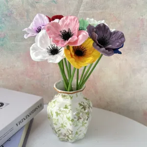 Artificial PU Poppy Flower Single Stem Simulation Plant For Home Decoration Wedding Party And Photography Props