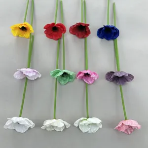 Artificial poppy flowers PU mini fake flowers for home wedding decor and photography props.