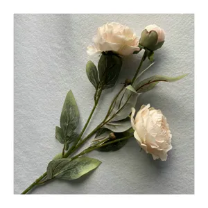 Ramo di fiori di peonia artificiale a 3 teste per decorazione di nozze a casa, seta pura.