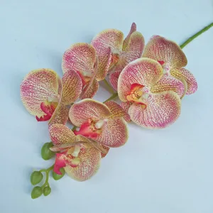 Lifelike artificial Phalaenopsis orchid stem with realistic petals and buds for home decor.