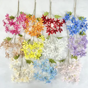 Artificial lily flowers detail showing multi-color 12-head branches for wedding and party decoration.