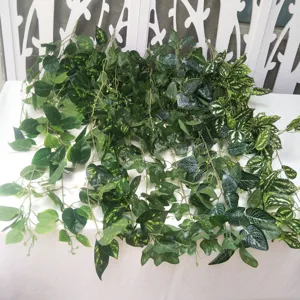 Artificial green plant hanging vines fake foliage floral decor for wedding ceiling wall hanging