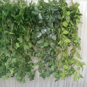 Detailed view of artificial hanging plant vines, perfect wall decor for home, wedding and ceiling.
