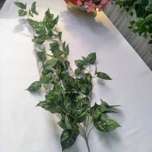 Artificial pothos vine hanging greenery plants for wedding home wall decor 7 forks 1pc