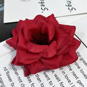 Flor de rosa roja artificial simulación boda fotografía decoración corona accesorio