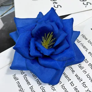 Cabeza de flor de rosa artificial azul para boda fiesta decoración pared accesorios florales DIY