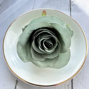 Sage green artificial rose flower head for table wedding decor DIY craft items new
