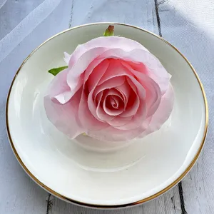 Detailed view of pink artificial rose flower head for wedding home and table decoration DIY