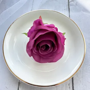 Artificial purple rose flower head detail, ideal for wedding party decoration and DIY crafts.