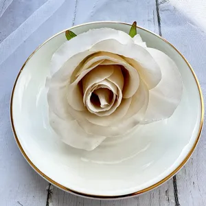 Artificial white rose flower head fake flowers for wedding decoration DIY craft corsage access