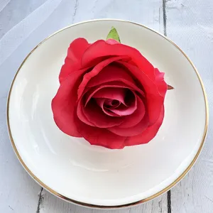 Red artificial rose flower head for wedding home decor table centerpiece DIY crafts accessories