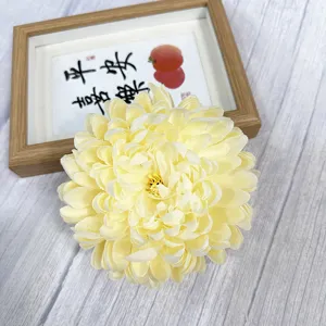 Artificial chrysanthemum flower head yellow silk flower for home hotel decor floral arrangement 1pc