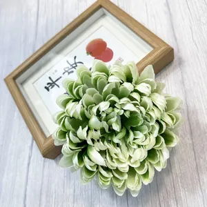 Artificial green chrysanthemum flower head detail shot for home decor and floral arrangements