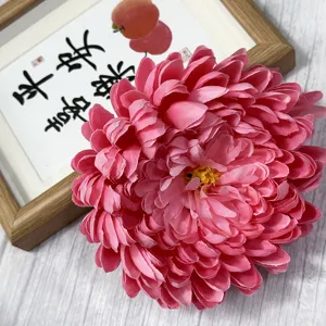 Artificial pink chrysanthemum flower head for wedding home decor floral arrangement display.