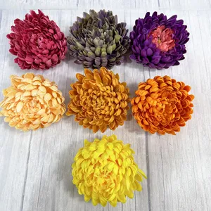Artificial chrysanthemum flower heads for hotel mall window decoration floral arrangement.