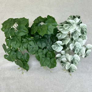 Artificial Monstera leaves green plants vine home decor hanging plant decoration 3pcs