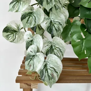 Artificial variegated monstera leaf plant for home decor and indoor outdoor decoration
