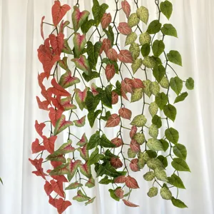 Artificial plant vine 1.2m colorful taro leaf fake leaves wall hanging for office home decor