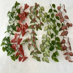 1.2m Artificial Caladium Leaf Vines Fake Plant Wall Hanging Home Office Decor 1pc