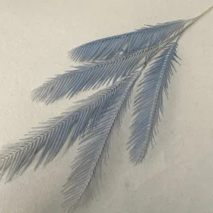 Artificial cycad leaf blue grey faux plant stem foliage for indoor home floral decoration details