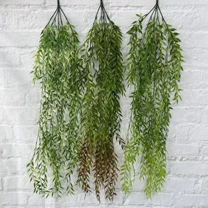 Planta Colgante Artificial de Vid de Sauce Guirnalda de Vegetación Falsa de Plástico para Boda Hogar Pared Decoración Fiesta Arreglo Floral