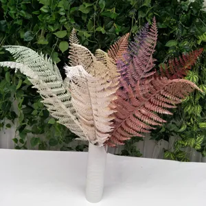 Artificial fern leaves bouquet in white vase for home wedding decor wall backdrop green plant