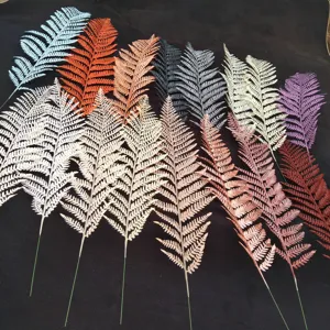 Artificial fern leaves bulk colorful fake plant branches for home wedding wall decor floral supply