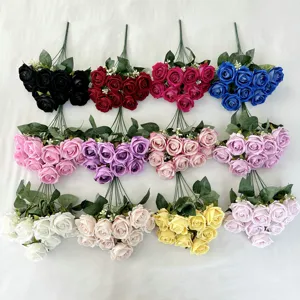 Bouquets de roses artificielles multi-têtes, idéaux pour la decoration de mariage et de maison.