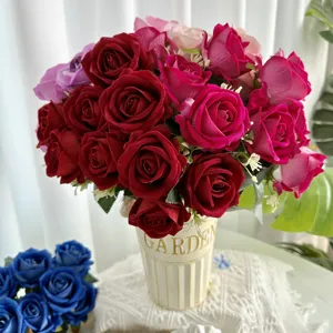 Bouquet de roses artificielles fausses roses en soie pour décoration de mariage et accessoires