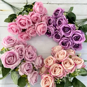 Bouquet de roses artificielles à 9 têtes fausses fleurs pour mariage décoration de maison