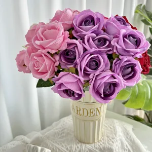 Bouquet de roses artificielles fleurs en soie fausses fleurs décoration mariage accessoires