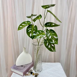 Artificial Monstera leaves plant branch fake foliage home office room decor aesthetic styling