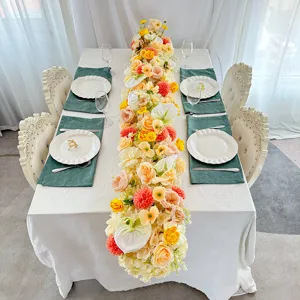 Künstlicher Blumen-Tischläufer für Esstisch Hochzeit Party Bankett Dekoration Tischdeko