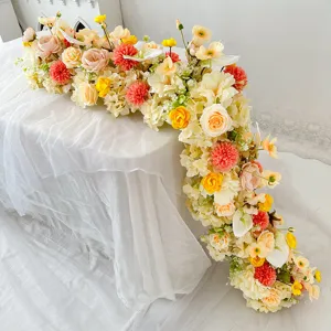 Künstlicher Blumenläufer für Esstisch, Hochzeitsbankett und Geschäftskonferenzraum Dekor.