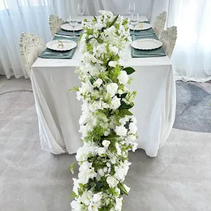 Arredo di Fiori Artificiali Bianco e Verde Fiori per Arco Nuziale Decorazione Floreale in Seta Rosa per Sfondo di Scena di Festa