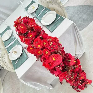 Noords Luxe Zijden Bloemenrij Kunstmatig Bloemstuk Tafelstuk Voor Bruiloft Feest Huis Hotel Decor