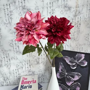 Single Dahlia Artificial Flower Silk Fabric Floral Stem For Home Decor Wedding Party Decoration Retro Aesthetic Design