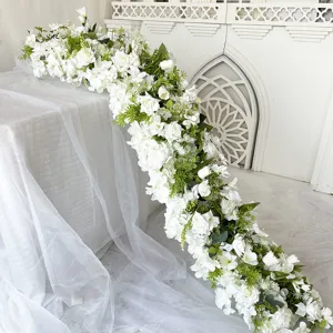 Ghiera di fiori artificiali bianco e verde arco decorazione matrimonio sfondo palcoscenico
