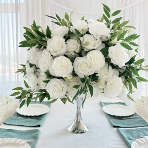 Künstliche weiße Rosen Blumenkugel Tischdekoration für Hochzeit Party Event Setup Neu