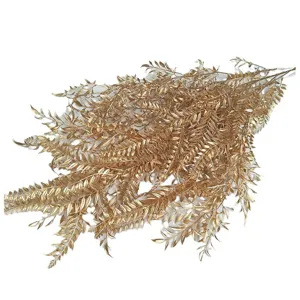 Golden artificial fern leaves plant bouquet for wedding home party decoration display wholesale