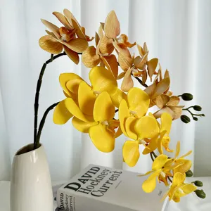 Artificial 3D soft rubber Phalaenopsis orchid flowers arrangement for home decor vase