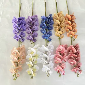 9-Head 3D Artificial Phalaenopsis Orchid Flowers for Wedding Home Hotel Decor