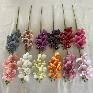 Detail view of multi-color artificial phalaenopsis orchids for home and wedding decor.