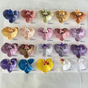 Artificial phalaenopsis orchid flower heads color swatch board for wedding home decor